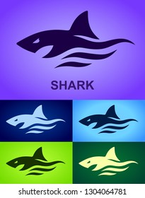 Shark logo, Marine predator, Creative concept business logotype, Abstract vector design template, Vector illustration
