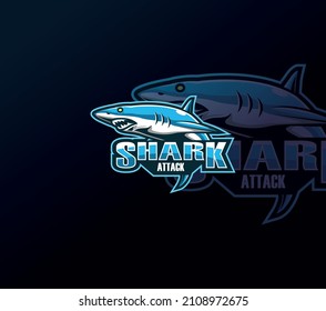 Shark Logo Mascot Vector. Shark Charter Logo For ESports Team