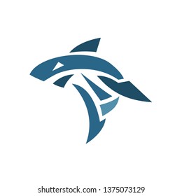 Shark logo in minimal style sweat trend quality illustration in the wind sea animal