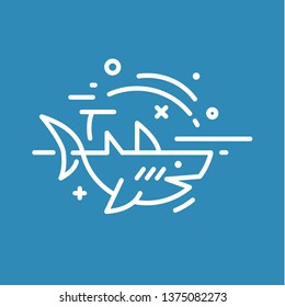 Shark logo in minimal style sweat trend quality illustration in the wind sea animal