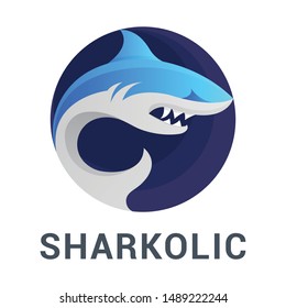 Shark logo on circle background vector.