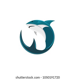 Shark logo of the round form, the abstract silhouette of a sea animal of a predator, a fish icon
