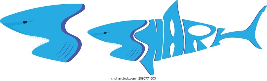 Shark logo with a shape of Shark isolated on white background 