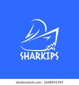 shark logo, ship logo, a art company logo that show a brave and strong meaning