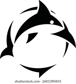 Shark Logo Silhouette Vector Art Illustration