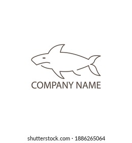shark logo simple outline design vector illustration template