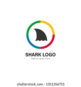 Shark logo template design. Shark logo with modern frame isolated on white background