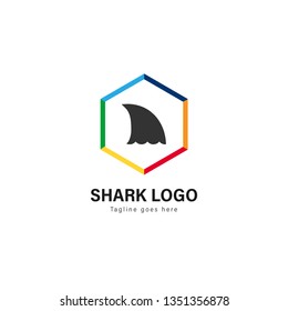 Shark logo template design. Shark logo with modern frame isolated on white background
