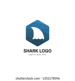 Shark logo template design. Shark logo with modern frame isolated on white background