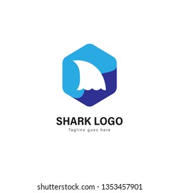 Shark logo template design. Shark logo with modern frame isolated on white background