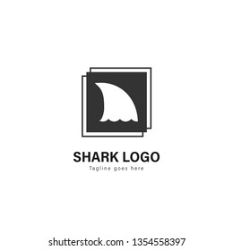 Shark logo template design. Shark logo with modern frame isolated on white background