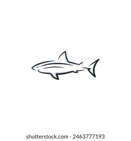 Shark logo template with styles line. In white background, suitable for your design need, logo, illustration, animation, etc.