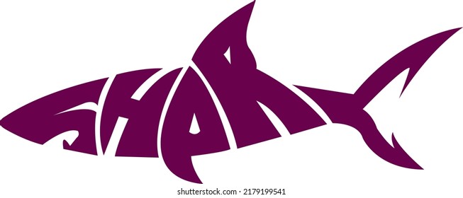 shark logo with text of shark made with simple text and curves