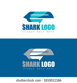 shark logo with two color versions namely blue and gray
