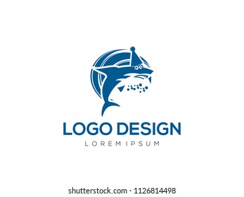 shark logo vector emblem illustration design idea creative
