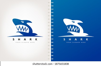 Vector del logotipo del tiburón. Diseño animal de peces.