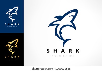 Vector del logotipo del tiburón. Diseño animal de peces.