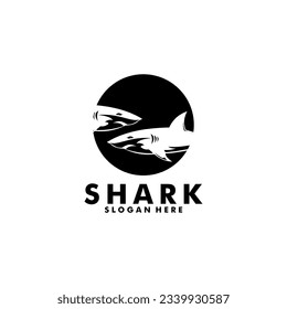 Shark logo vector, Silhouette Fish Shark logo design template