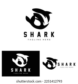 Logotipo de tiburón, Ilustración de vectores de peces silvestres, depredador oceánico, icono de diseño de marca de producto