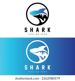 Logotipo de tiburón, Ilustración de vectores de peces silvestres, depredador oceánico, icono de diseño de marca de producto
