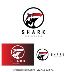 Shark Logo, Wild Fish Vector Illustration, Ocean Predator, Product Brand Design Icon