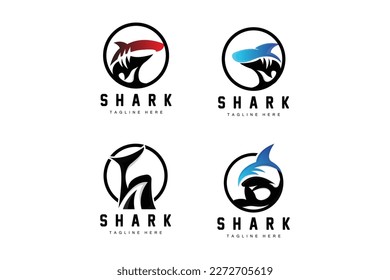 Shark Logo, Wild Fish Vector Illustration, Ocean Predator, Product Brand Design Icon