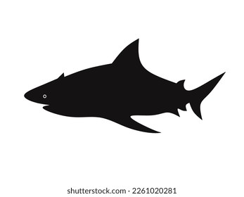 shark logo.black silhouette of shark on white background