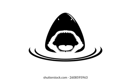 shark looking from water, black isolated silhouette