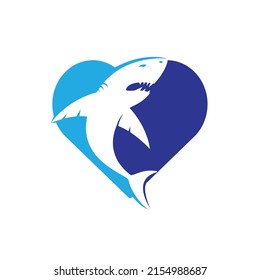 Shark love vector logo design. Shark and heart icon design template.