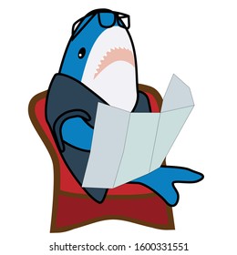 Shark loves to read the newspaper