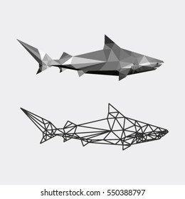 SHARK LOW POLY POLYGONAL TRIANGLE GEOMETRIC LINE