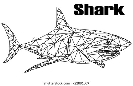 Shark in Low Poly style, business concept, shark layout on white background.