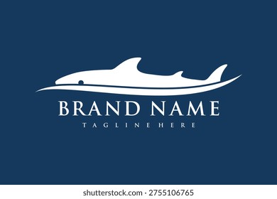 shark lurking in the sea logo