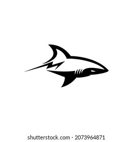Plantilla de logotipo de tiburón con letra M. Tipo de logotipo monocromo para empresas.