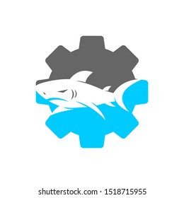Shark Machine logo design vector isolated modern  template