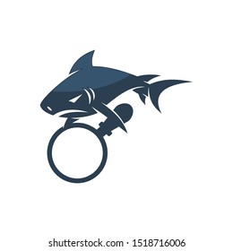 Shark Magnify logo design vector isolated illustration template
