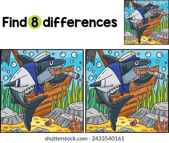 Shark in Marine Outfit Find The Differences