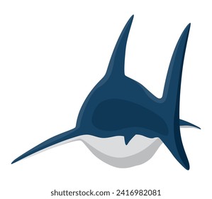 Shark. Marine predator fish character. Underwater wildlife or ocean animal. Cartoon flat isolated icon on white background. Vector illustration