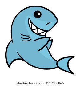 Shark mascot Cartoon funny isolated vector on white background.