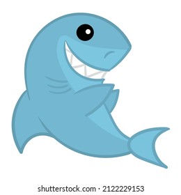 Shark mascot Cartoon funny isolated vector on white background