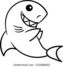 Shark mascot Cartoon funny isolated vector on white background