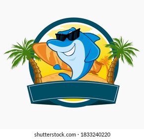 caricatura de mascota de tiburón en vector