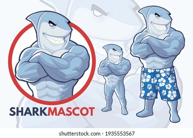 Shark Mascot Design wearing shorts