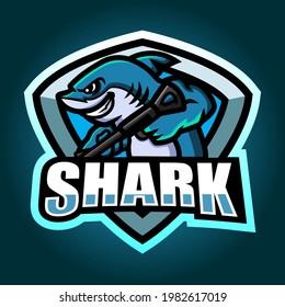 Shark mascot esport logo design