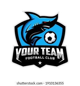 shark mascot for a football team logo. school, college or league. Vector illustration.