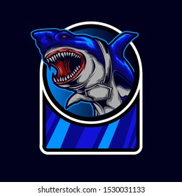 the shark mascot illustration for logo game and tshirt design