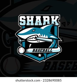 shark mascot logo design for baseball team