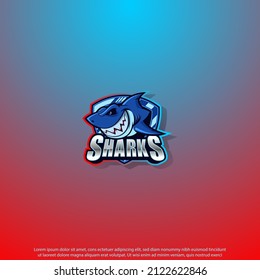 Shark mascot logo design good use for symbol identyti emblem club team gaming esport and more
