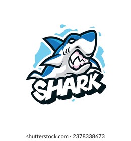 Shark mascot logo design with modern illustration concept style for badge, emblem and t shirt printing. Angry shark illustration.
