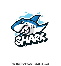 Shark mascot logo design with modern illustration concept style for badge, emblem and t shirt printing. Angry shark illustration.